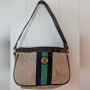Tommy Hilfiger Tan and Green Shoulder Bag